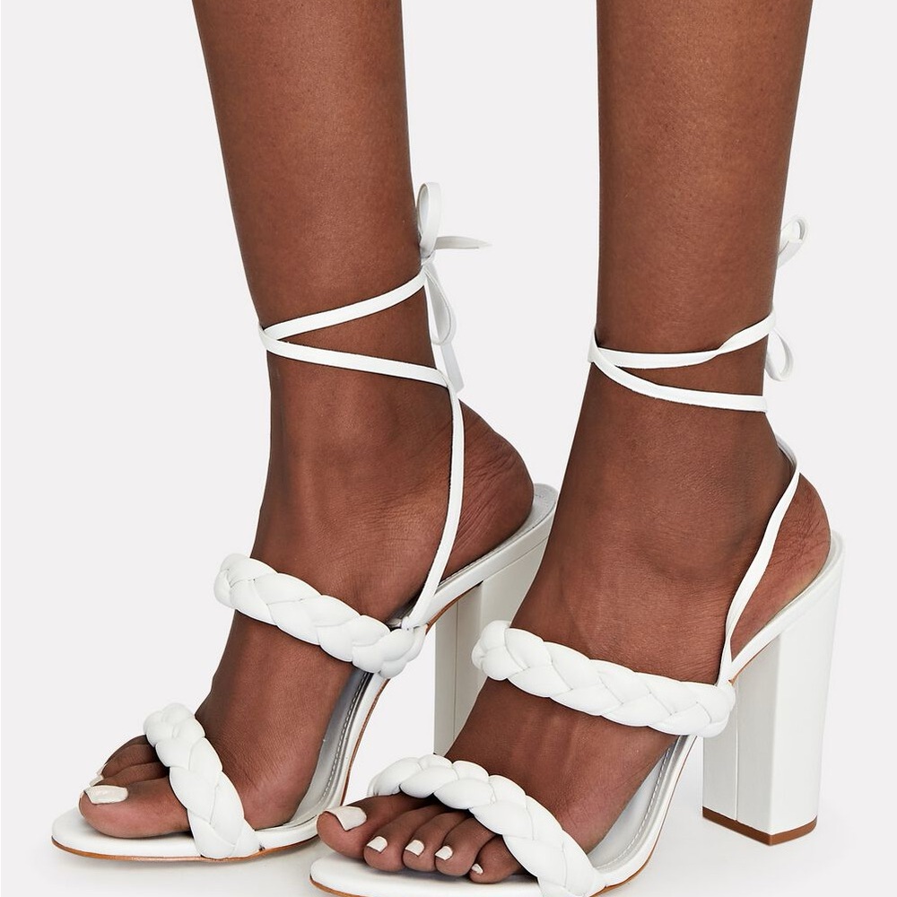 SCHUTZ Zarda Braided Leather Ankle Strap Sandals